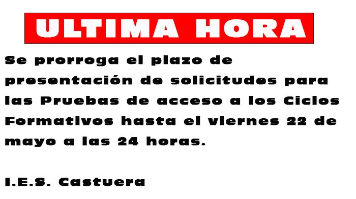 AMPLIACION FECHAS PRUEBAS ACCESOA CICLOS