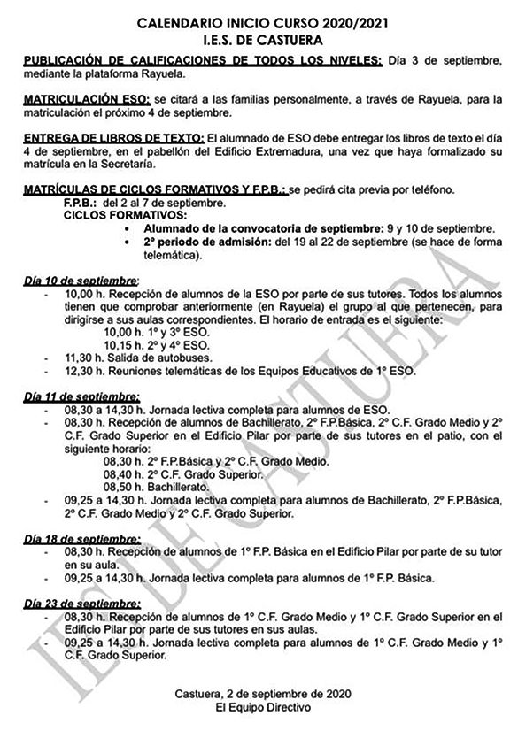 Calendario septiembre 2020